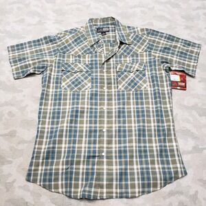 Canyon Guide Western Shirt Mens Large Green Pearl Snap Short Sleeve NWT Outdoors